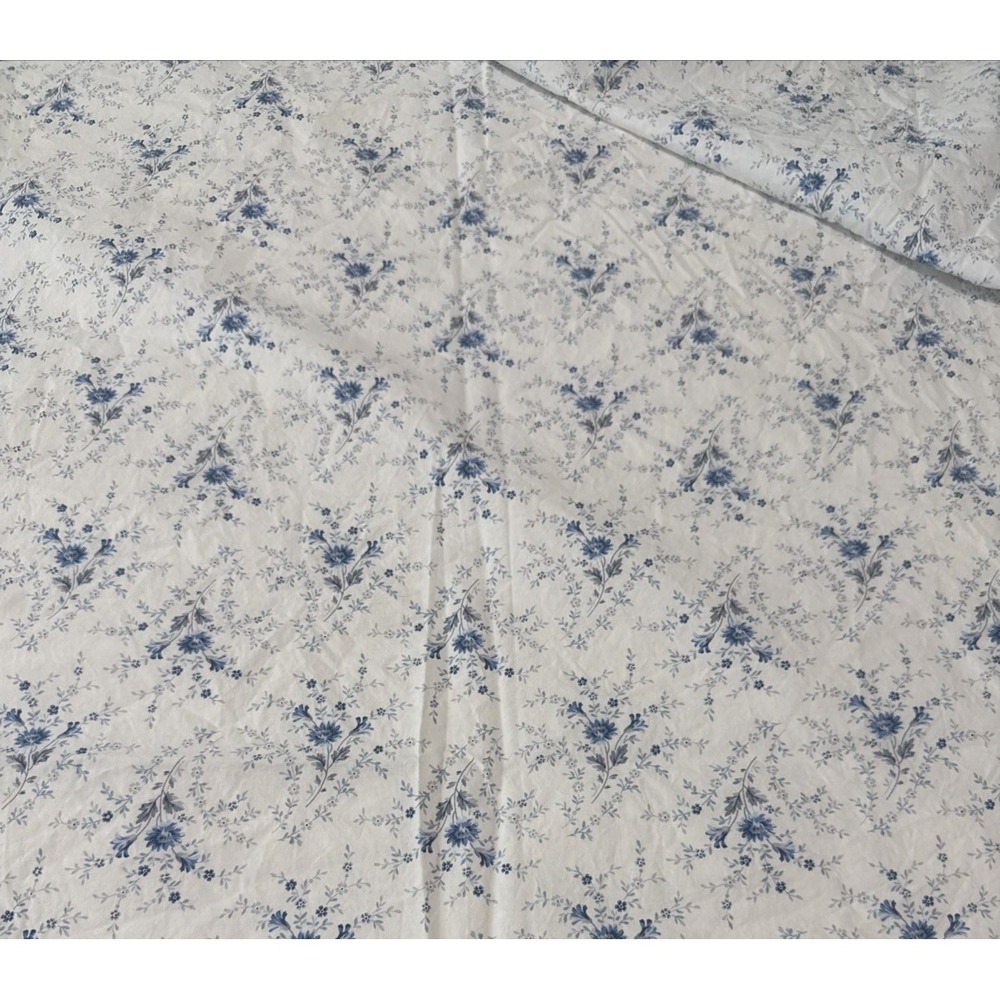 Ralph Lauren Queen Flat Sheet Cottage Floral Blue  White Wildflower Farmhouse
